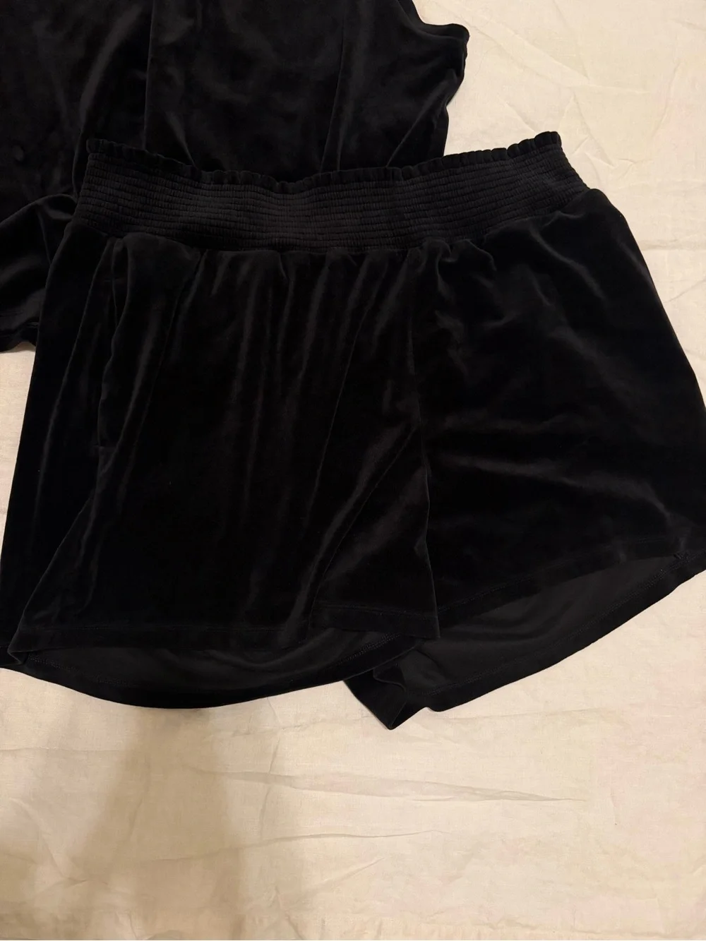 Women’s Black Velvet Sleep Tank and Shorts Set with Pockets - Old Navy